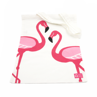Tote-bag with a flamingo print.