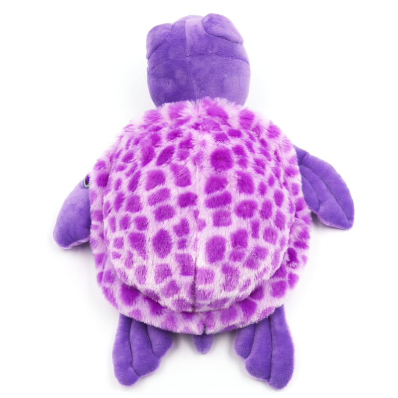 back view of a plush purple sea turtle