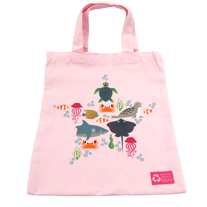 Kids Ocean motif tote bag in pink